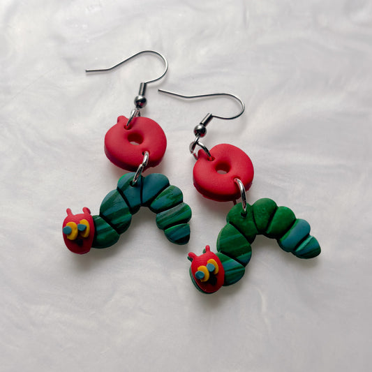 HUNGRY CATERPILLAR & APPLE EARRINGS