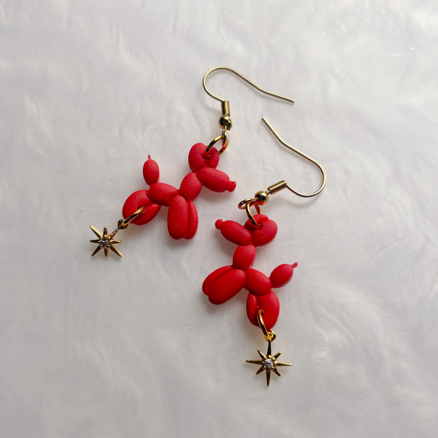 RED BALLOON DOG EARRINGS