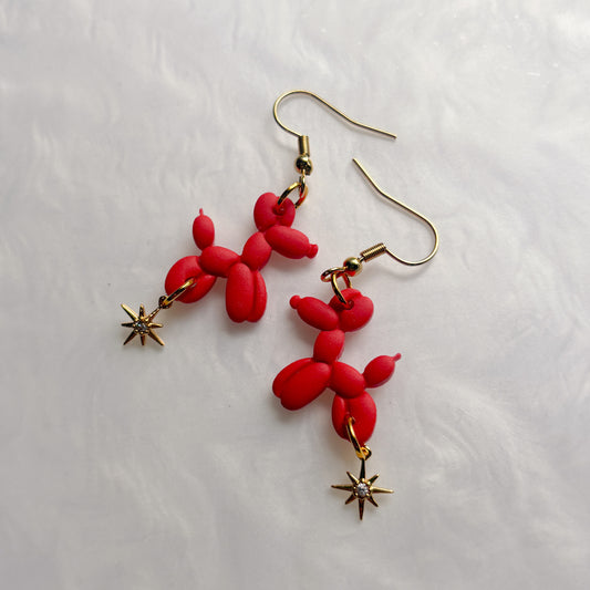 RED BALLOON DOG EARRINGS