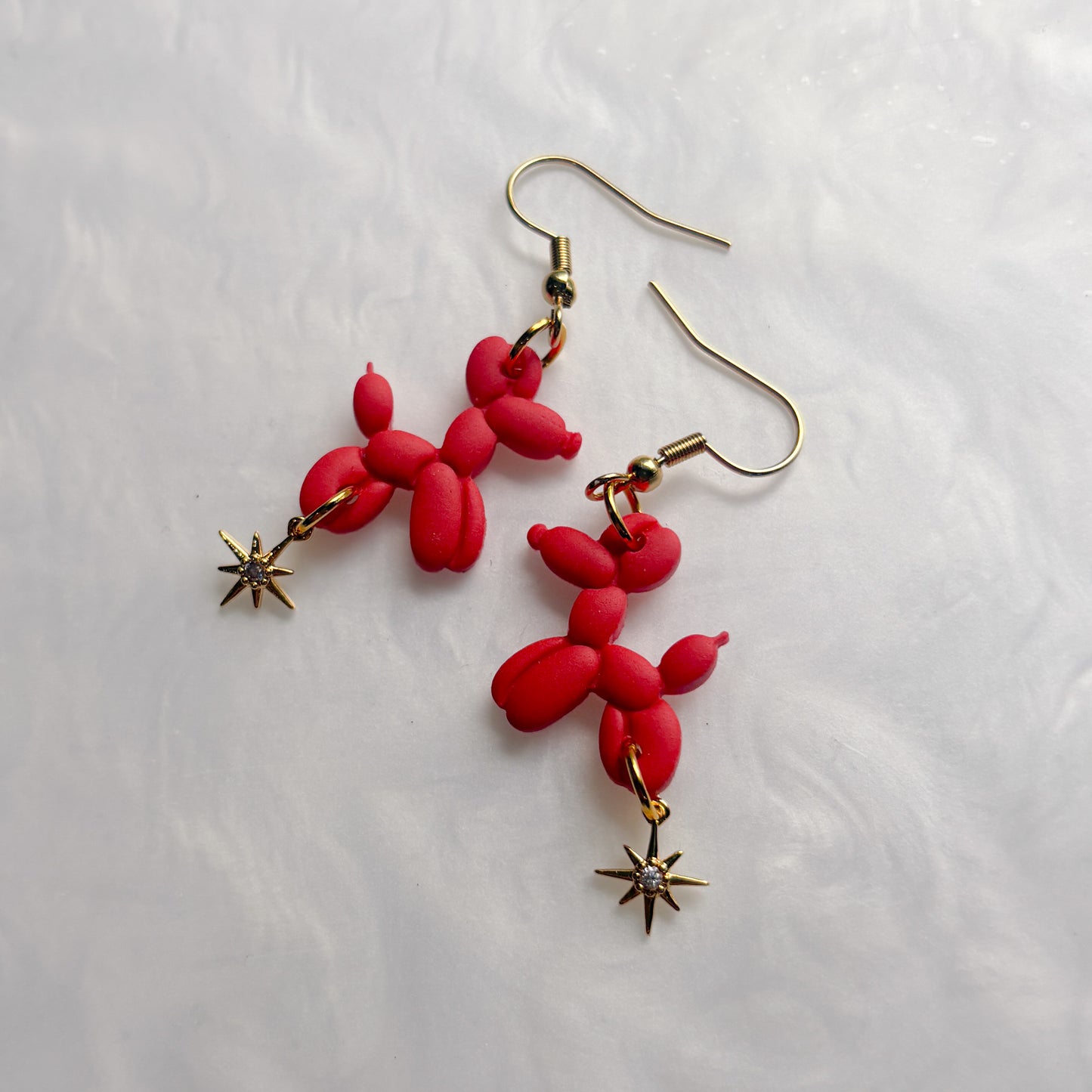 RED BALLOON DOG EARRINGS
