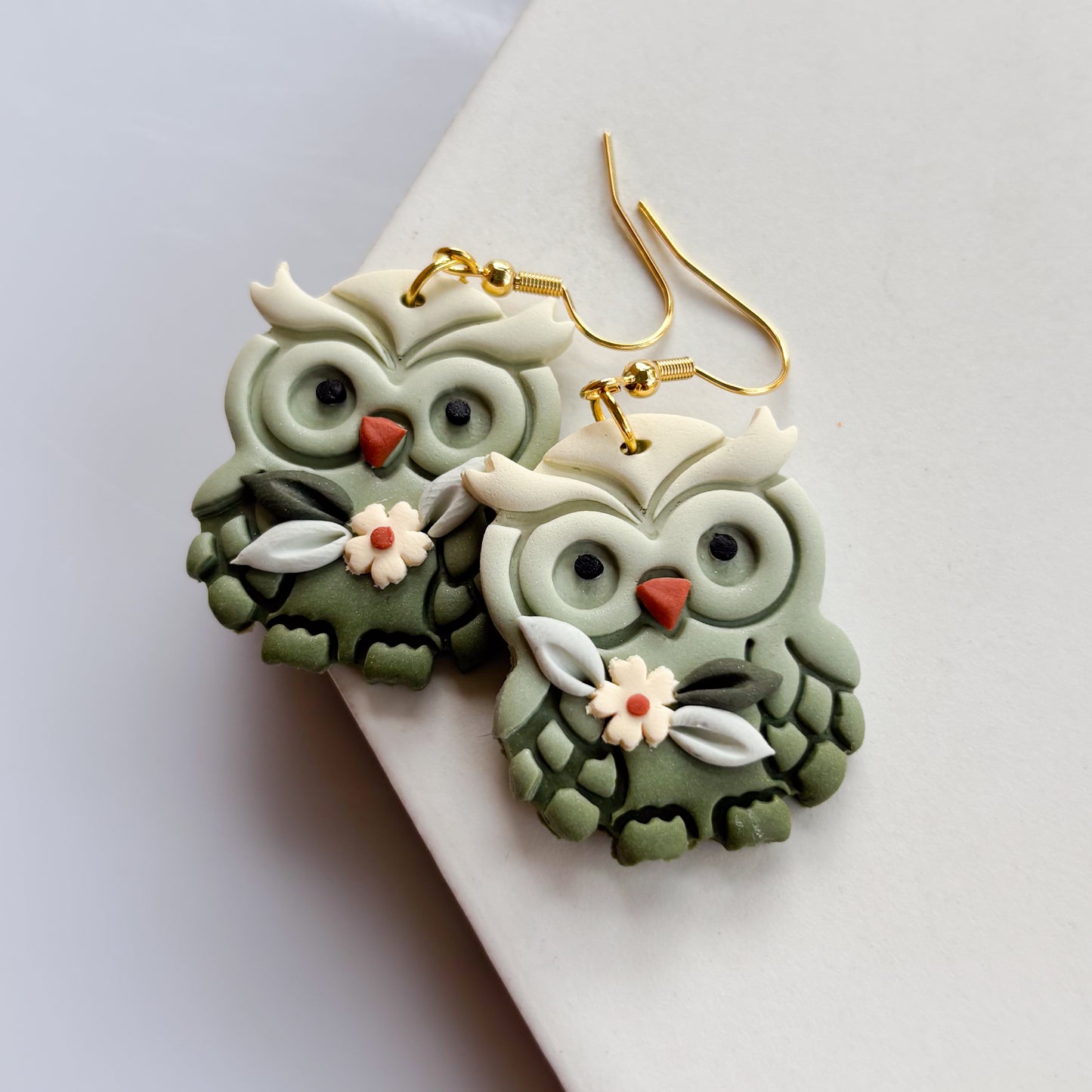 GREEN OWL EARRINGS