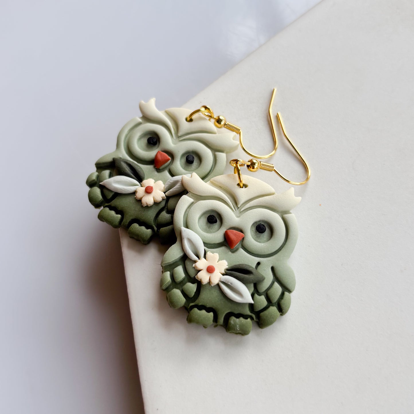 GREEN OWL EARRINGS