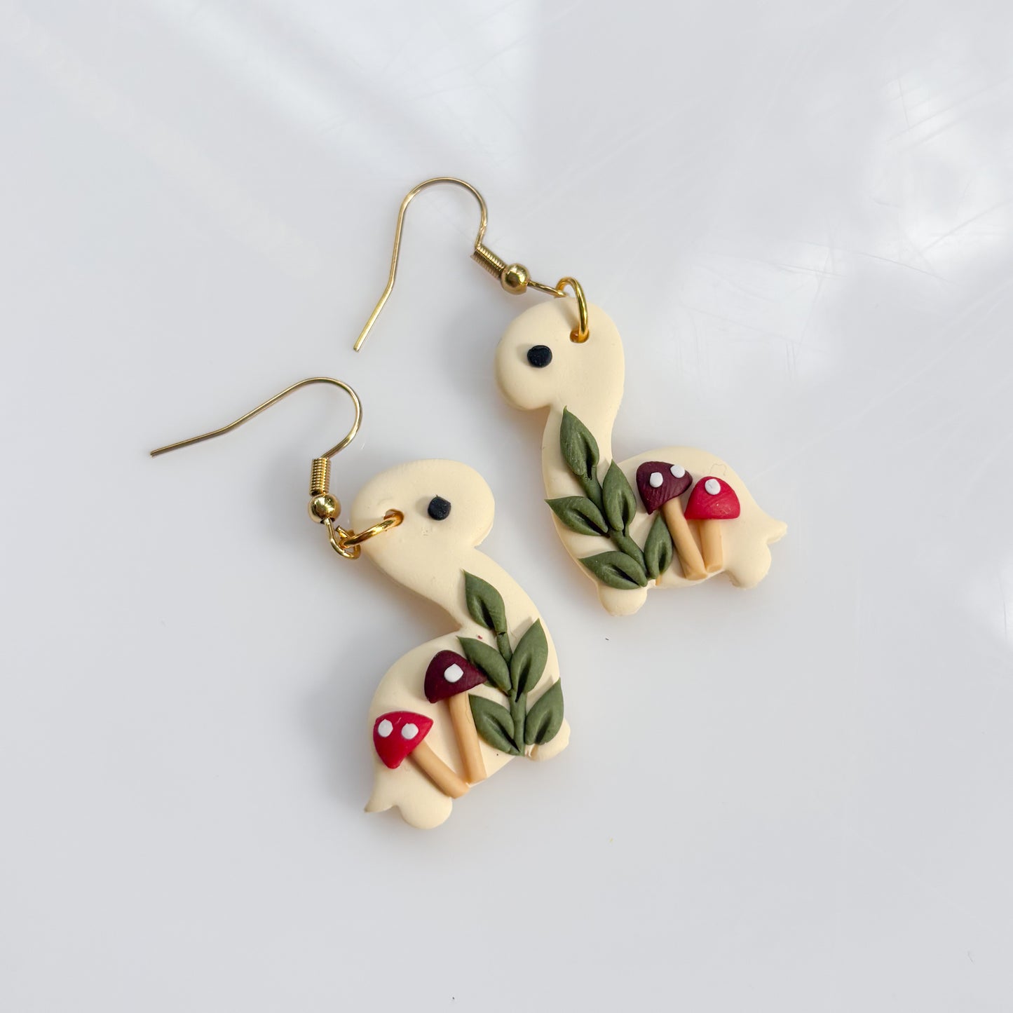 IVORY MUSHROOM DINO EARRINGS (BRONTO)