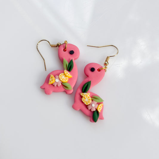 PINK LEMONADE DINO EARRINGS (BRONTO)
