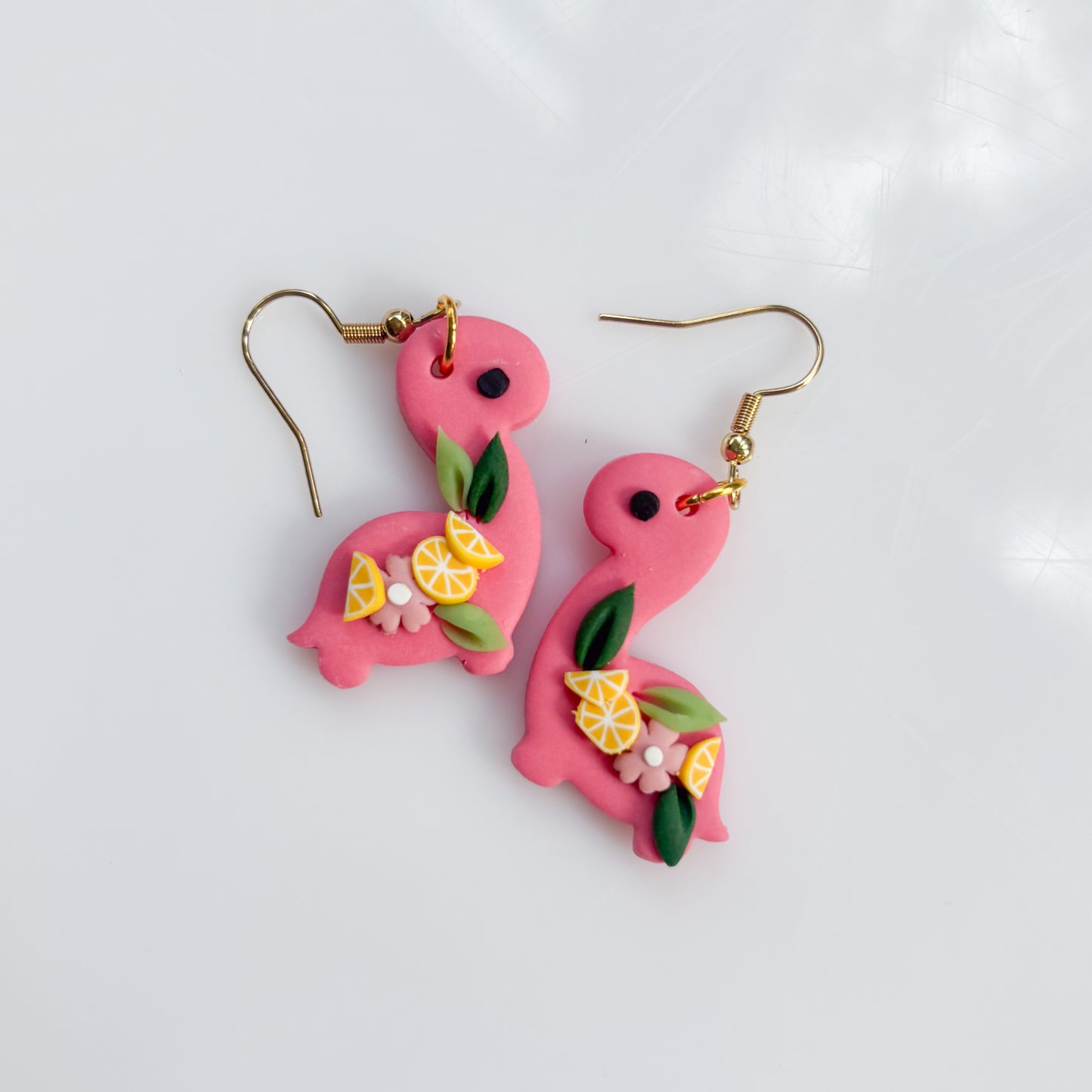 PINK LEMONADE DINO EARRINGS (BRONTO)