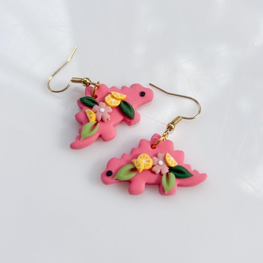 PINK LEMONADE DINO EARRINGS (STEGO)