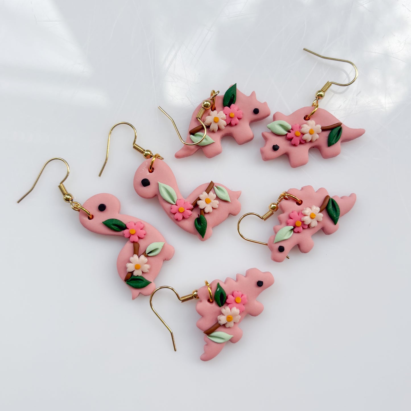 CHERRY BLOSSOM DINO EARRINGS (BRONTO)