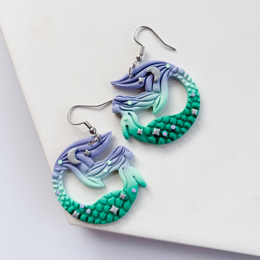 MERMAID PURPLE & GREEN EARRINGS