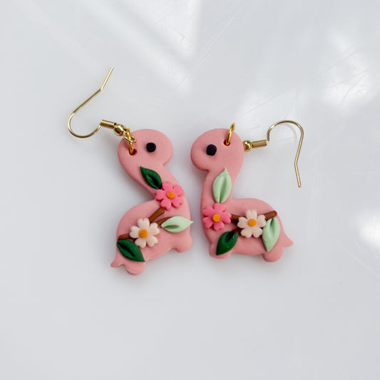 CHERRY BLOSSOM DINO EARRINGS (BRONTO)