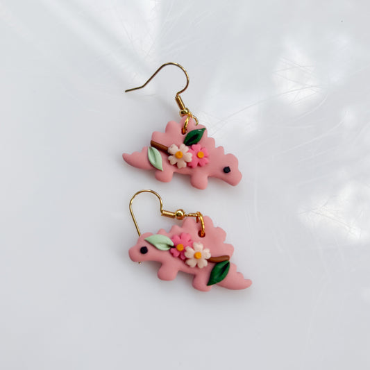 CHERRY BLOSSOM DINO EARRINGS (STEGO)
