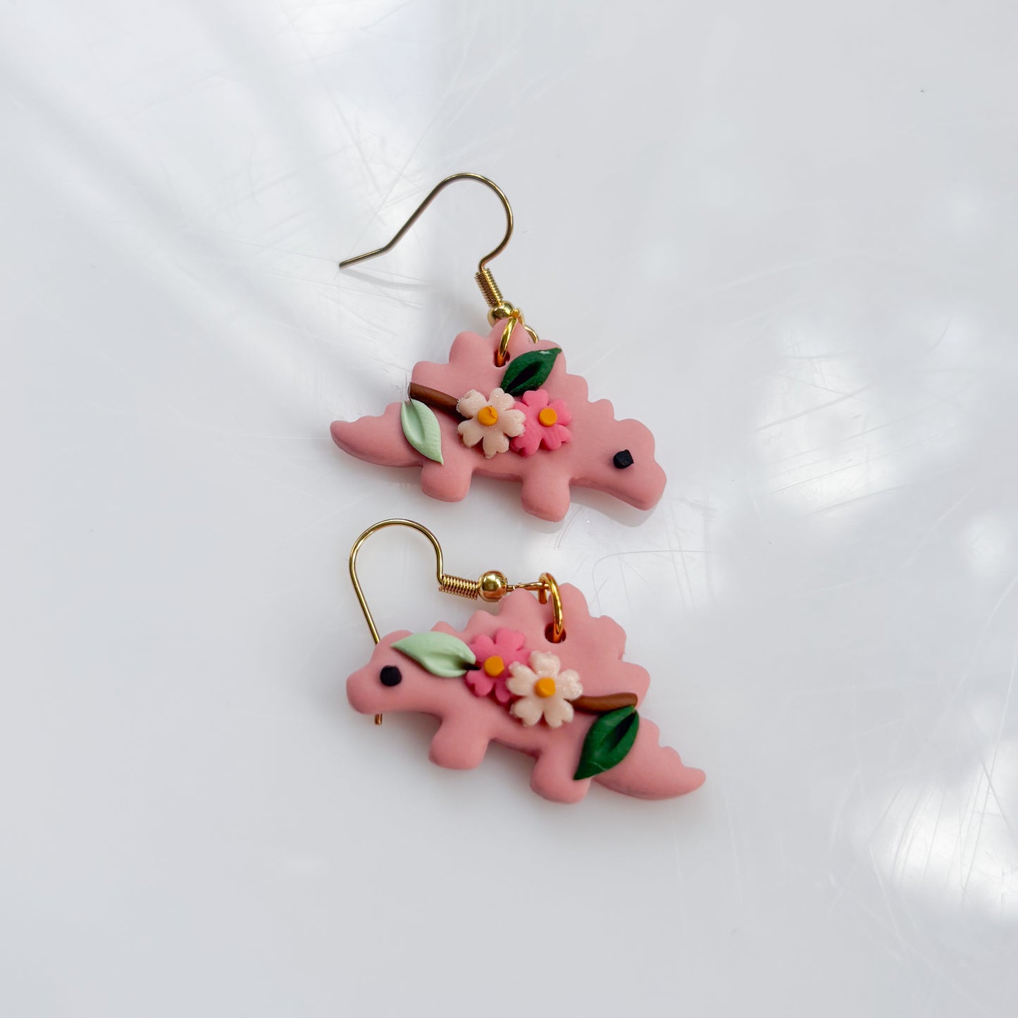 CHERRY BLOSSOM DINO EARRINGS (STEGO)