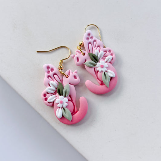 PINK FAIRY CAT EARRINGS