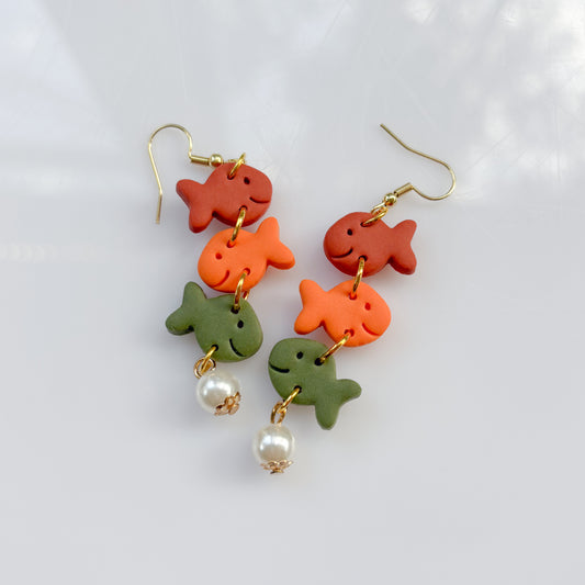 MULTICOLOR GOLDFISH TRIO EARRINGS