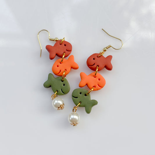 MULTICOLOR GOLDFISH TRIO EARRINGS