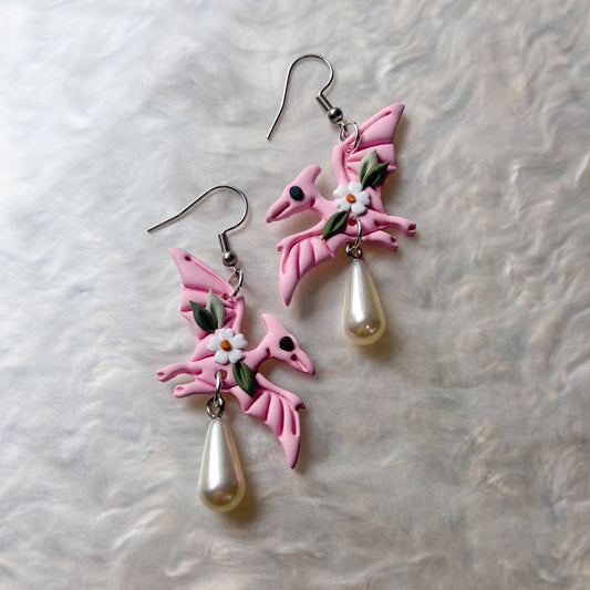 PINK PTERODACTYL EARRINGS