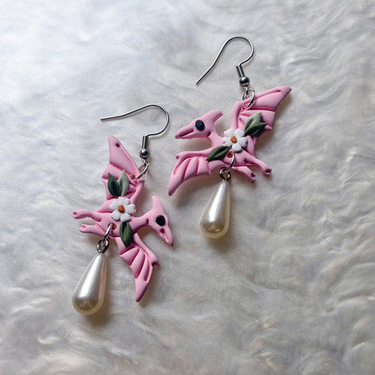 PINK PTERODACTYL EARRINGS