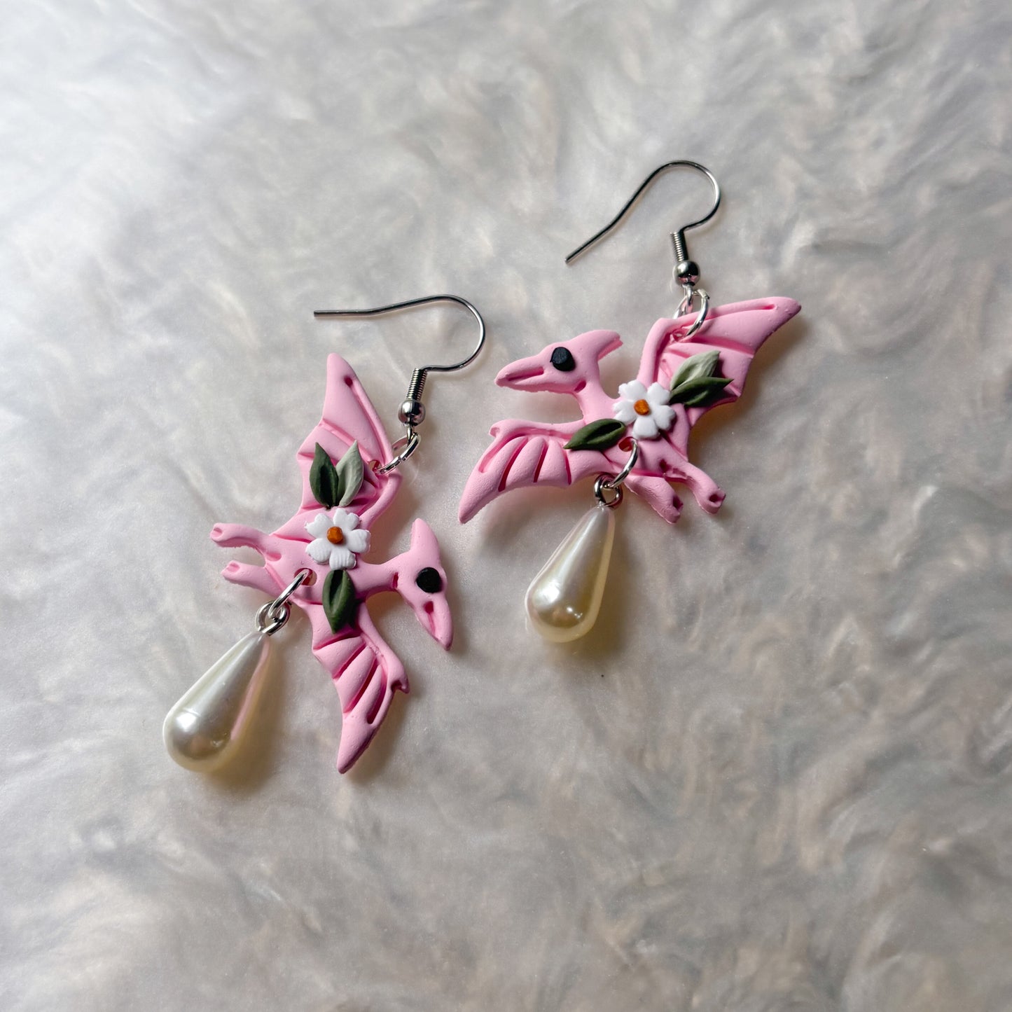 PINK PTERODACTYL EARRINGS