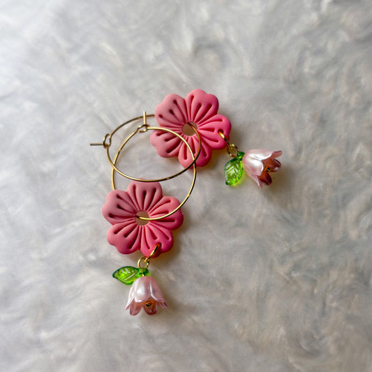 CHERRY BLOSSOM HOOP EARRINGS