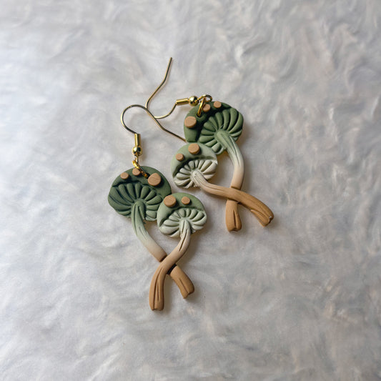 GREEN MUSHROOM EARRINGS