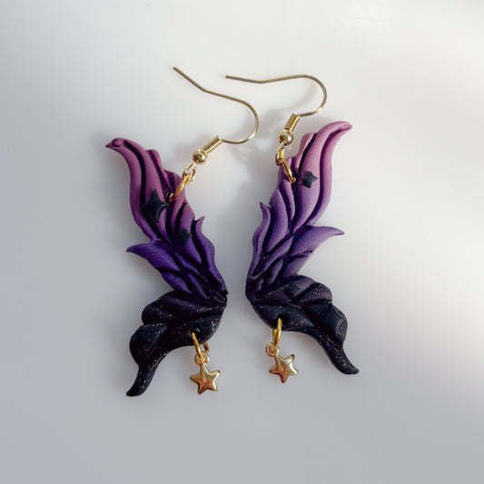 MALEFICENT FAIRY WING EARRINGS (PURPLE/BLACK)