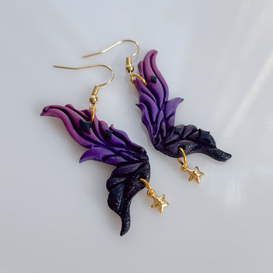 MALEFICENT FAIRY WING EARRINGS (PURPLE/BLACK)
