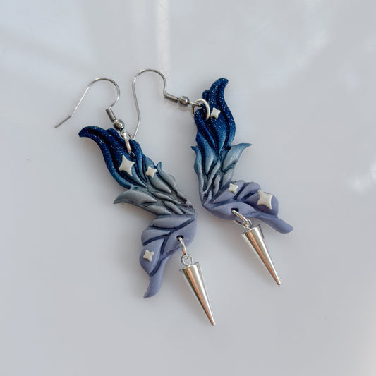 PERIWINKLE MARSH FAIRY WING EARRINGS (BLUE/SILVER/PERIWINKLE)