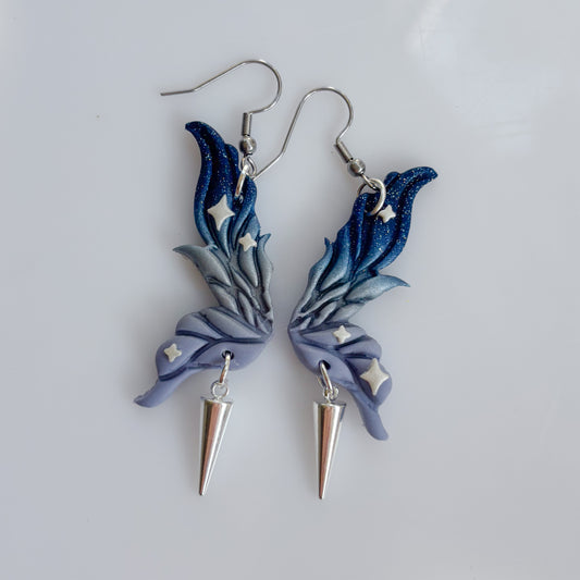 PERIWINKLE MARSH FAIRY WING EARRINGS (BLUE/SILVER/PERIWINKLE)