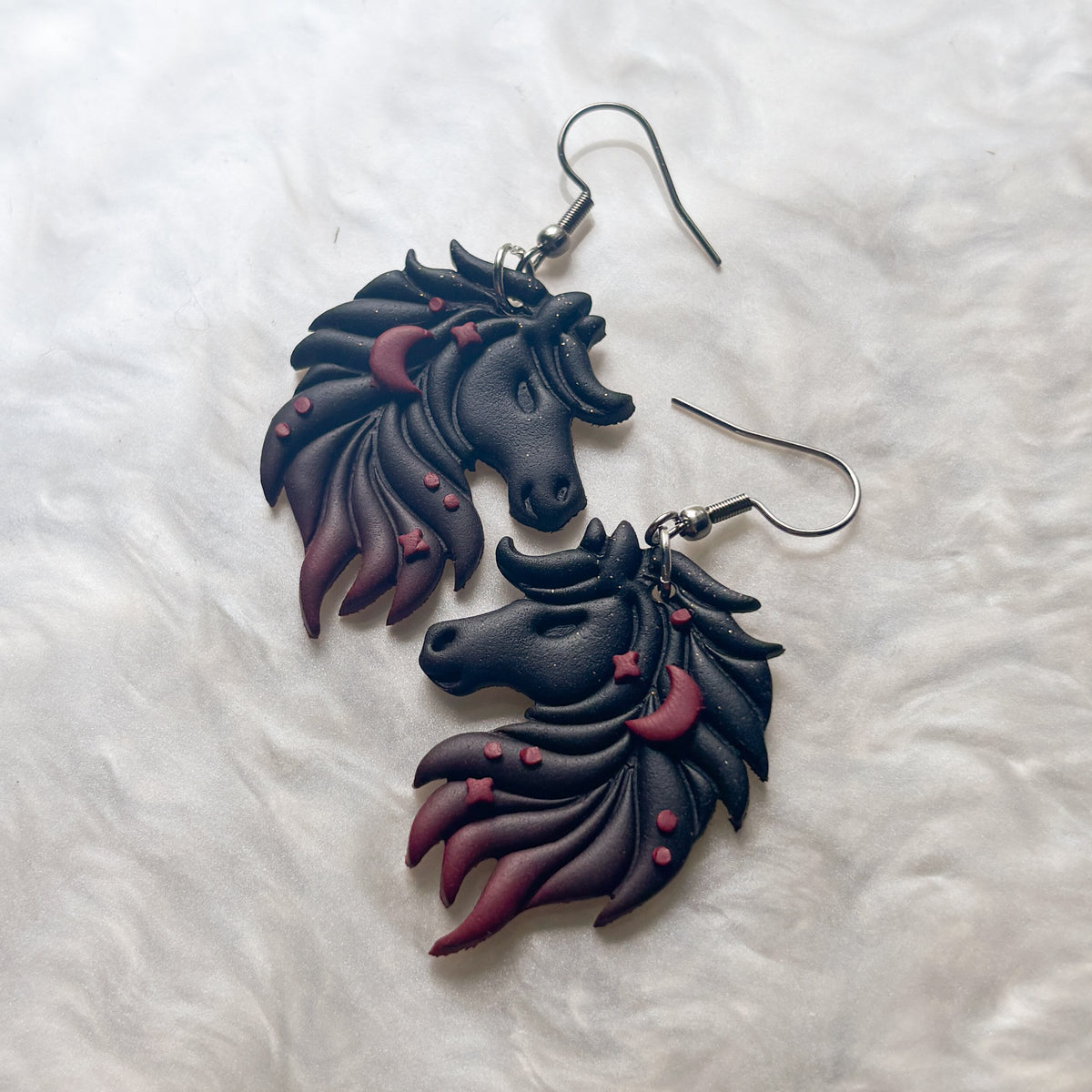 GOTHIC ROSE HORSE EARRINGS