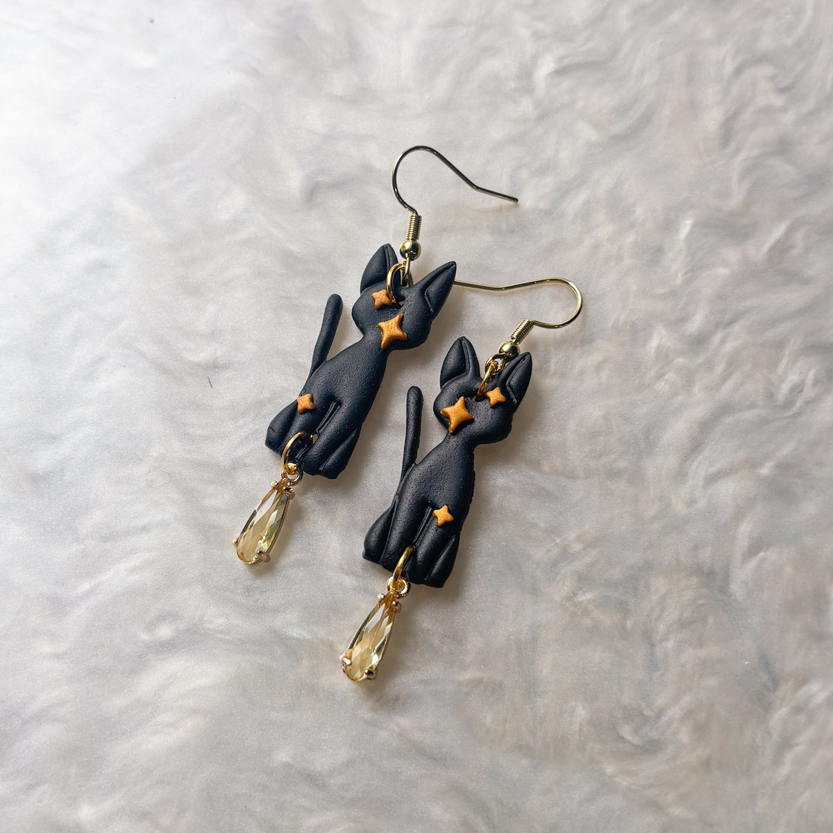 BLACK CATS WITH STARS EARRINGS