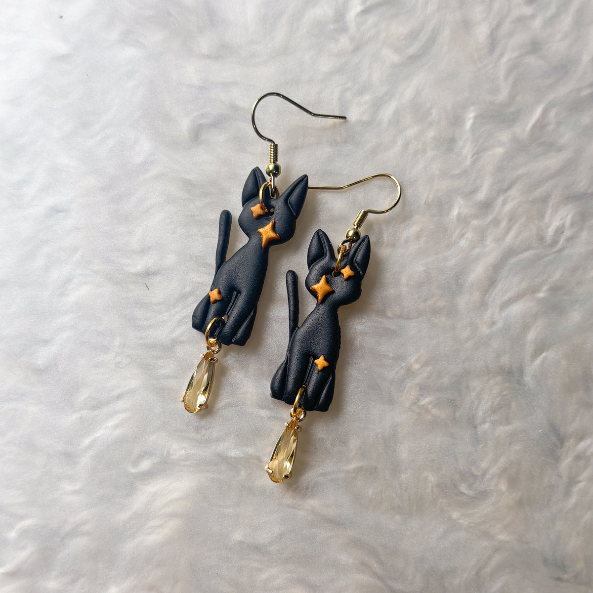 BLACK CATS WITH STARS EARRINGS