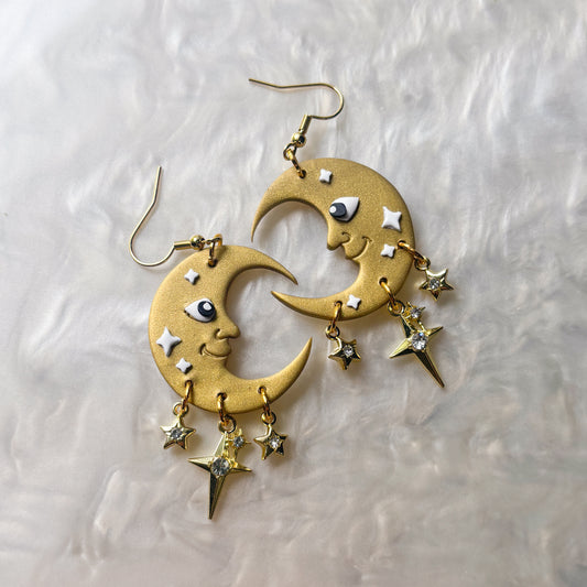 CELESTIAL MOON GUY EARRINGS