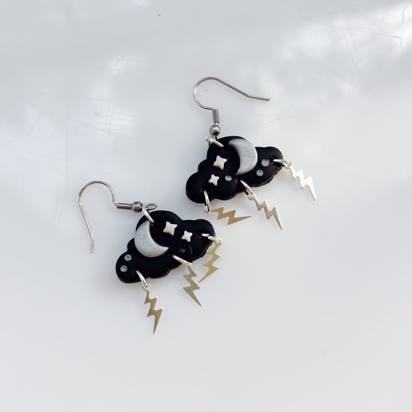 BLACK SILVER STORM CLOUD EARRINGS