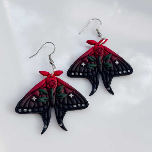 GOTHIC ROSE MOTH EARRINGS