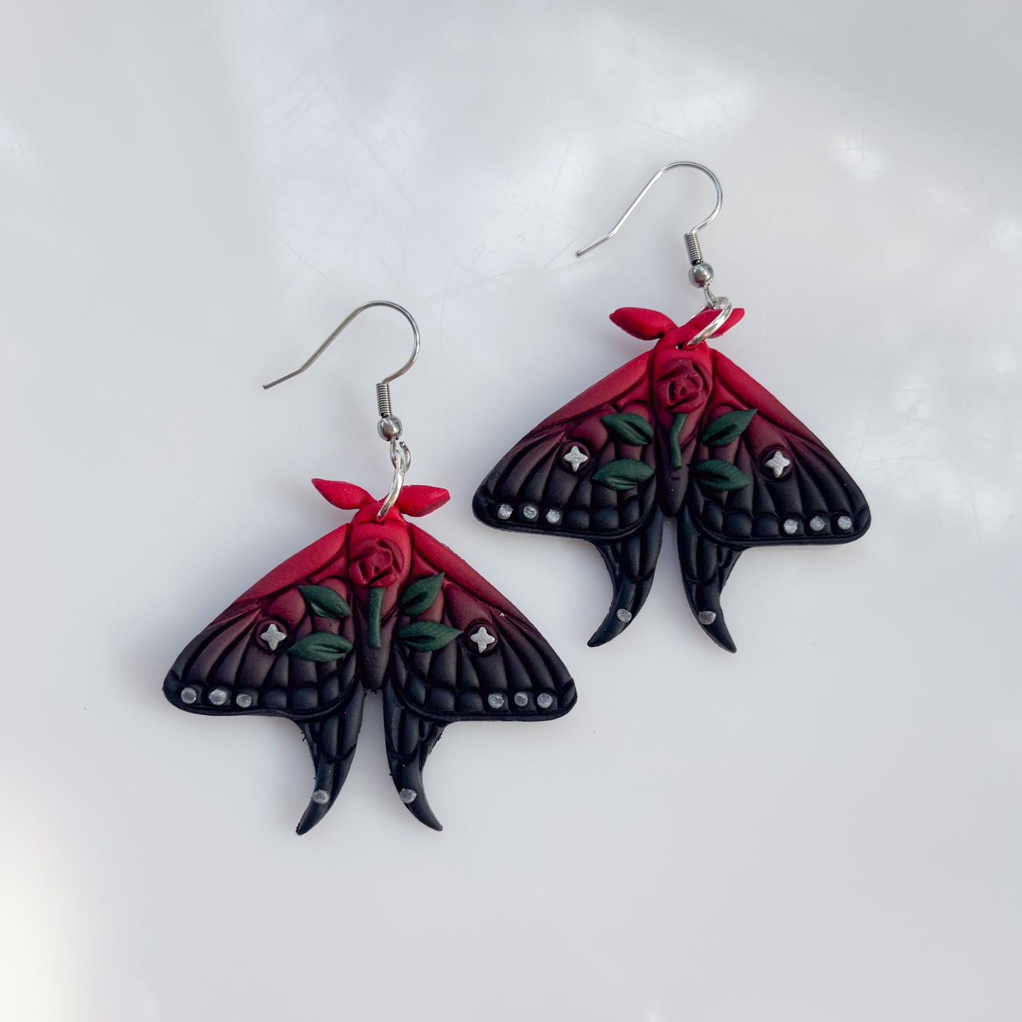 GOTHIC ROSE MOTH EARRINGS