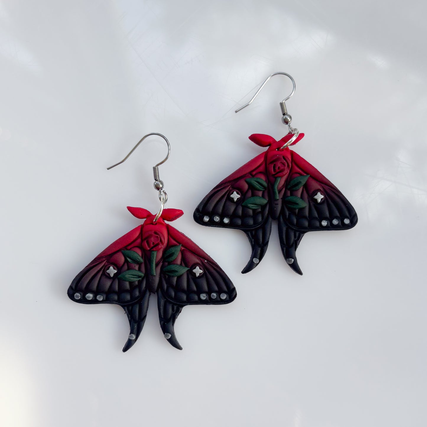 GOTHIC ROSE MOTH EARRINGS