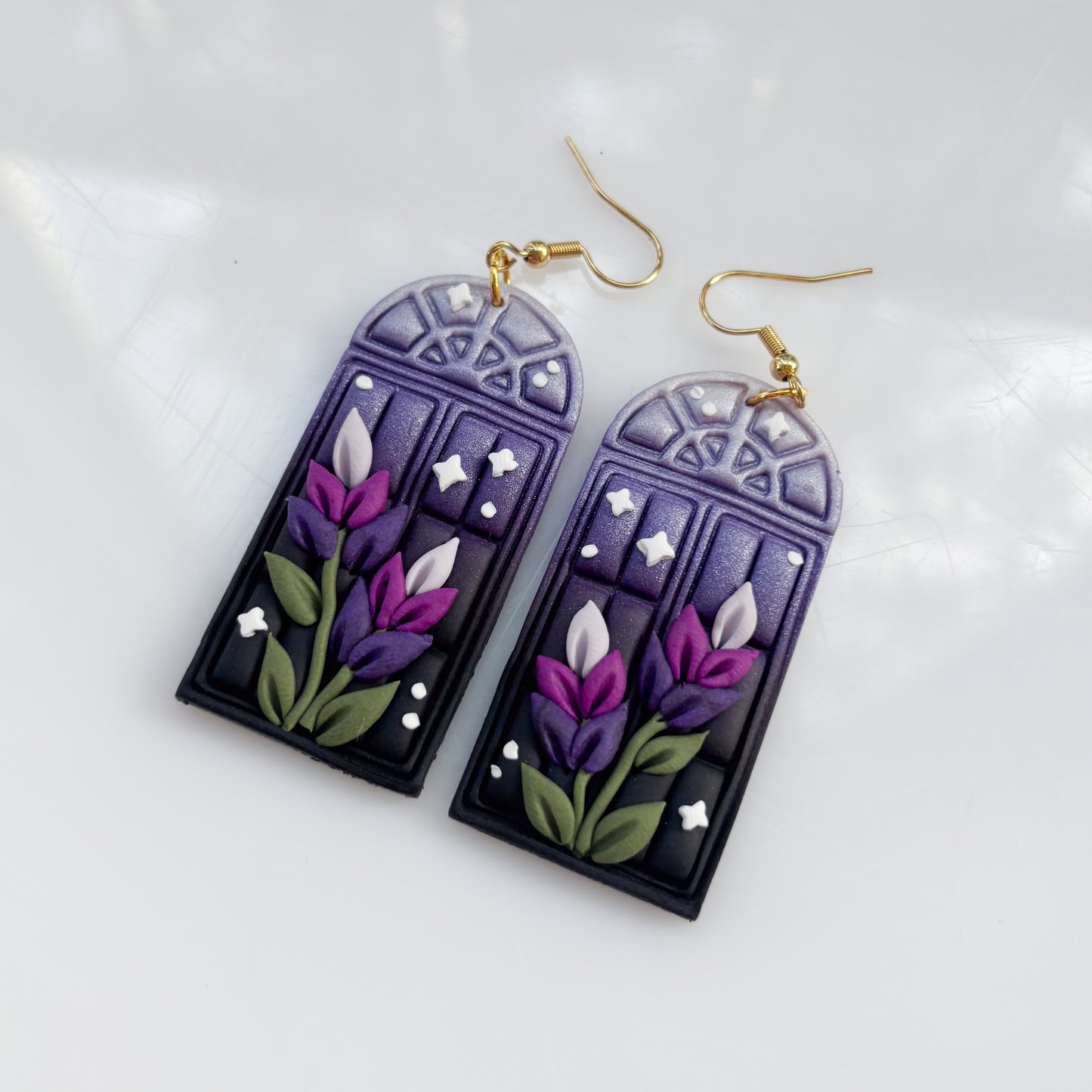 LAVENDER LARGE WINDOWPANE EARRINGS