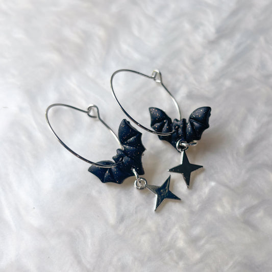 TINY BAT HOOP EARRINGS