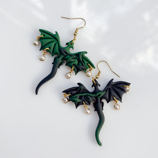 GREEN VINE DRAGON EARRINGS