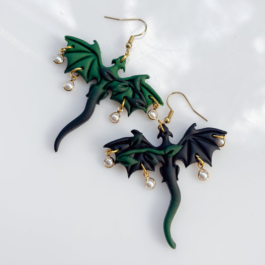 GREEN VINE DRAGON EARRINGS