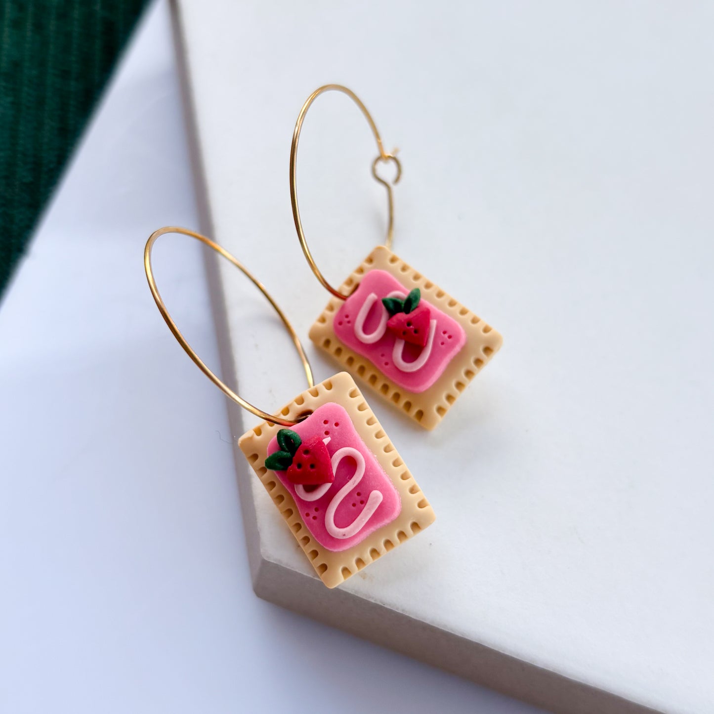 STRAWBERRY POP TART HOOP EARRINGS