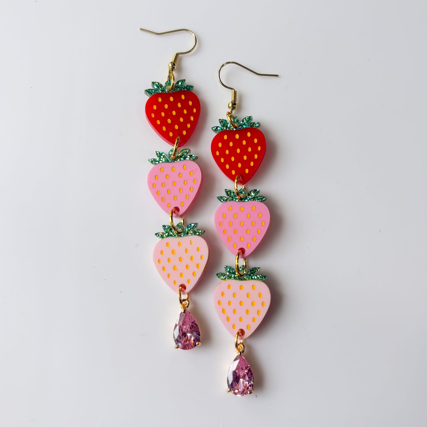 STRAWBERRY TRIO ACRYLIC EARRINGS