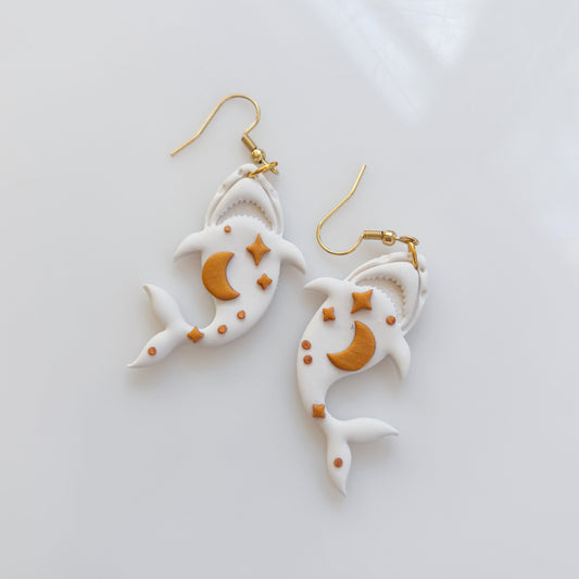 IVORY & GOLD CELESTIAL SHARK EARRINGS