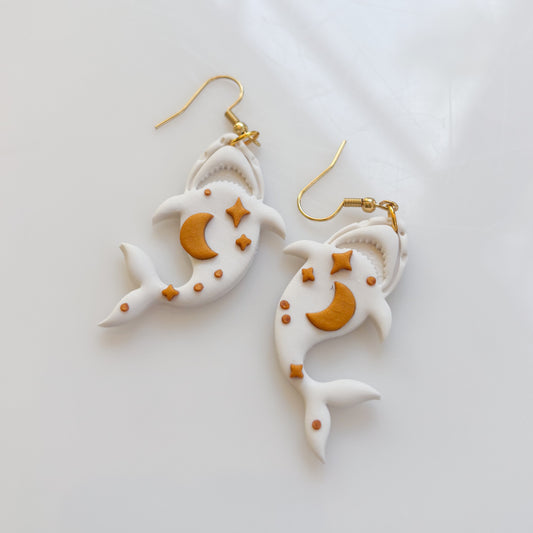 IVORY & GOLD CELESTIAL SHARK EARRINGS