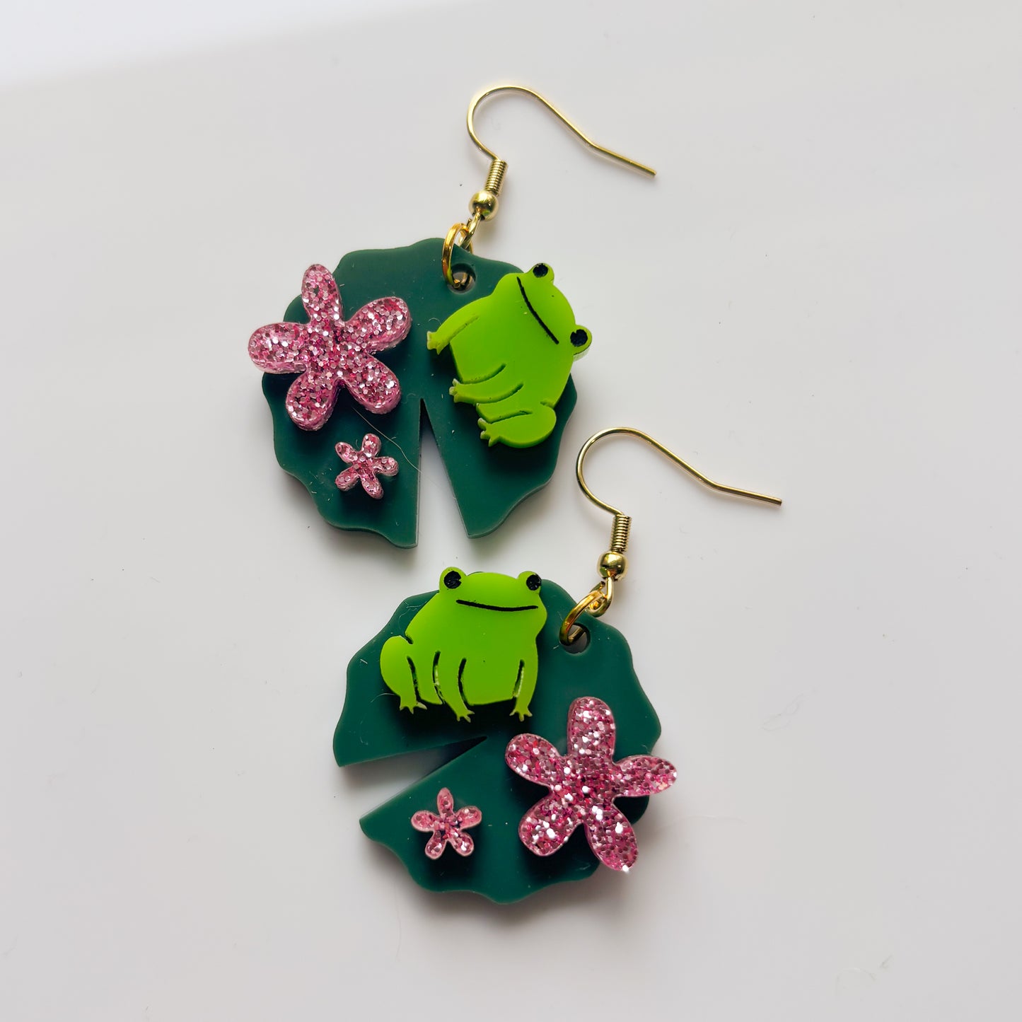 FROGS ON LILYPAD ACRYLIC EARRINGS