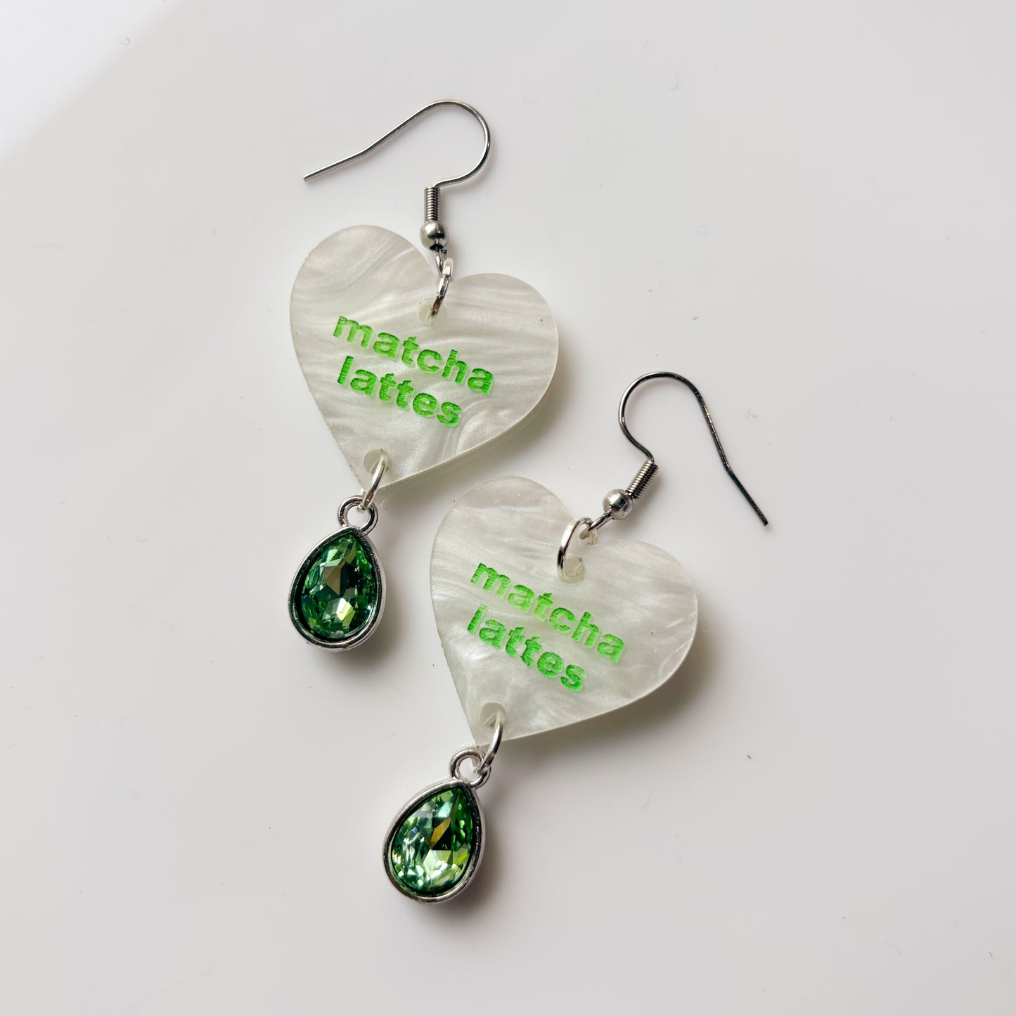 I HEART MATCHA LATTES ACRYLIC EARRINGS