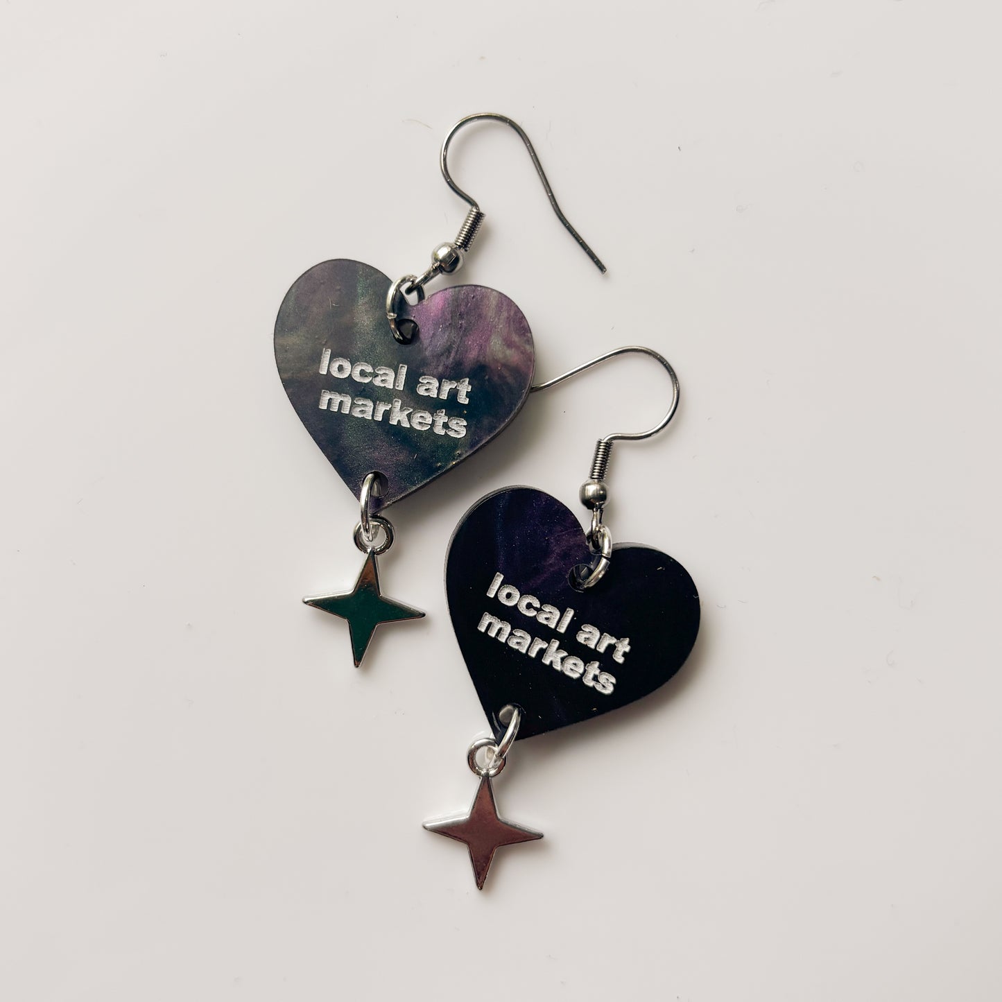 I HEART LOCAL ART MARKETS ACRYLIC EARRINGS