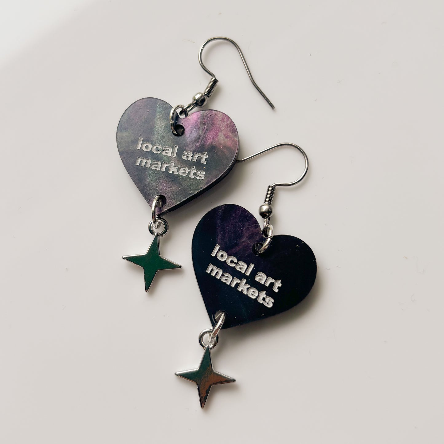 I HEART LOCAL ART MARKETS ACRYLIC EARRINGS