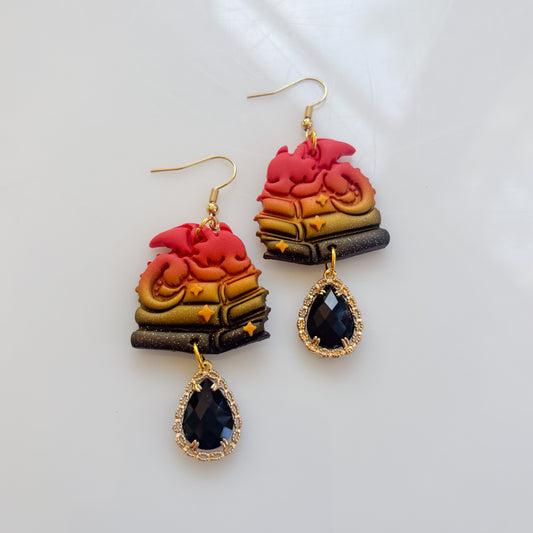 DRAGONS ON BOOKS (RED/GOLD/BLACK)