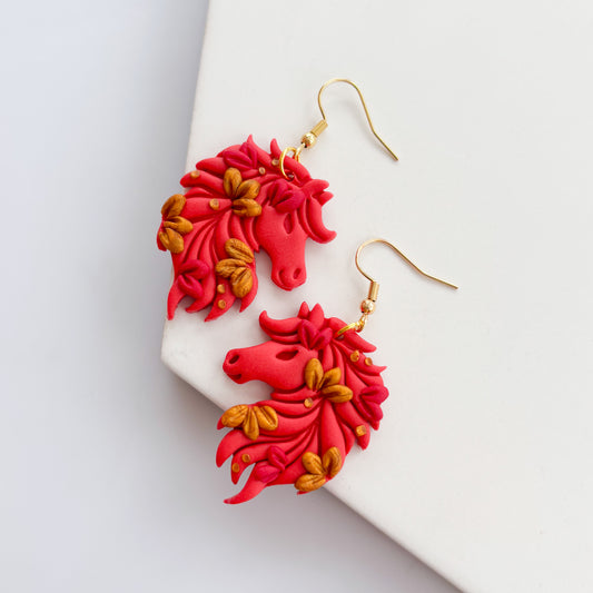 YEAR OF THE HORSE EARRINGS (RED)
