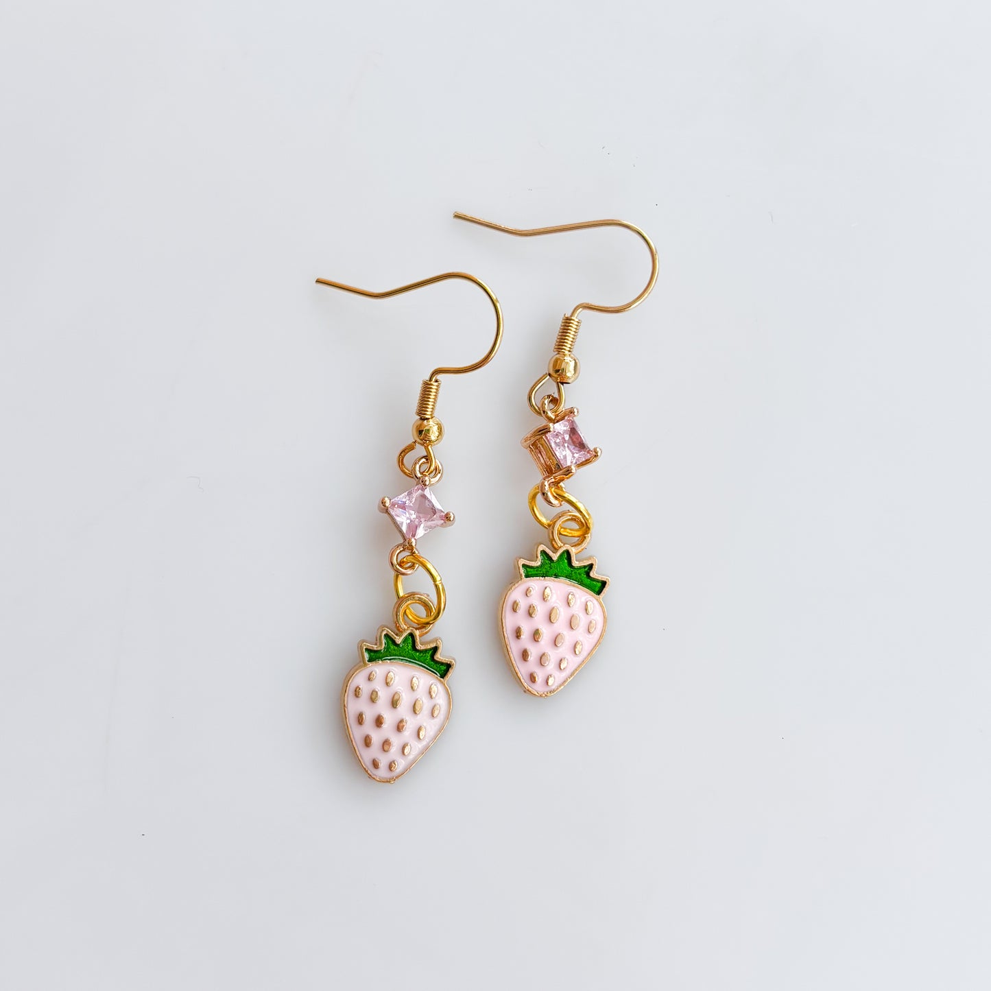 PINK STRAWBERRY & GEM CHARM EARRINGS